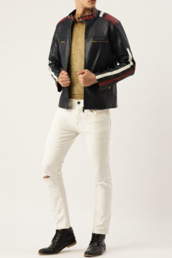 Black Retro Biker Leather Jacket