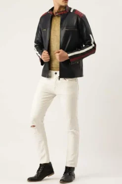 Black Retro Biker Leather Jacket