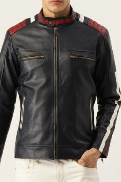 Black Retro Biker Leather Jacket
