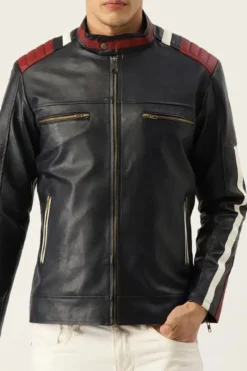 Black Retro Biker Leather Jacket