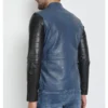 Blue Black Light Weight Biker Leather Jacket