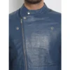 Blue Black Light Weight Biker Leather Jacket