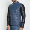 Blue Black Light Weight Biker Leather Jacket