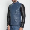 Blue Black Light Weight Biker Leather Jacket