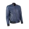 Bayoux Blue Moda Leather Bomber Jacket