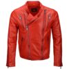 Red Boda Zipper Biker Leather Jacket