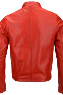 Red Boda Zipper Biker Leather Jacket