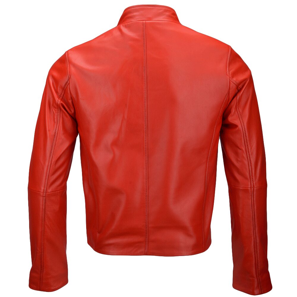 Red Boda Zipper Biker Leather Jacket