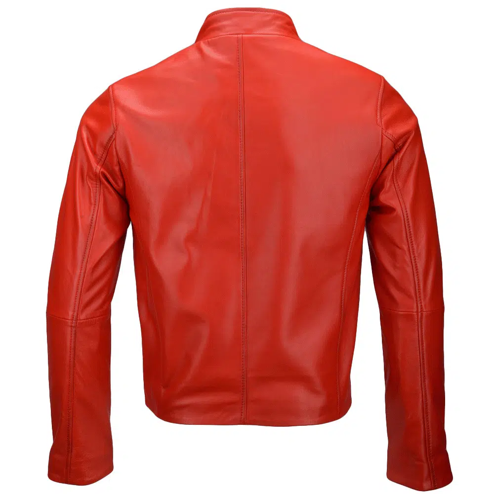 Red Boda Zipper Biker Leather Jacket