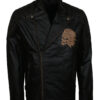 Skull Embossed Vintage Black Leather Motorcycle Jacket