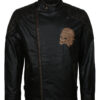 Skull Embossed Vintage Black Leather Motorcycle Jacket