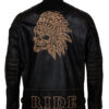 Skull Embossed Vintage Black Leather Motorcycle Jacket
