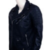 Skull Embroidered Black Leather Biker Jacket