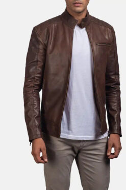Dean Brown Leather Biker Jacket