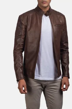 Dean Brown Leather Biker Jacket