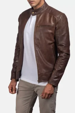 Dean Brown Leather Biker Jacket
