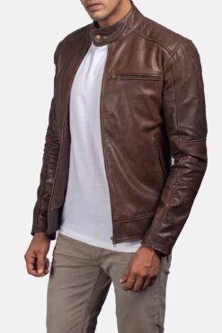 Dean Brown Leather Biker Jacket