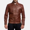 Men's Inferno Brown Leather Jacket 0007