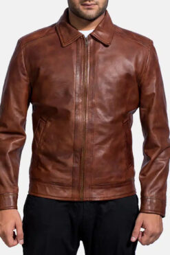 Men's Inferno Brown Leather Jacket 0007