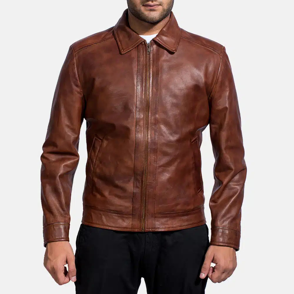 Men's Inferno Brown Leather Jacket 0007