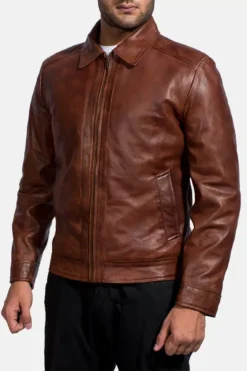 Men's Inferno Brown Leather Jacket 0007