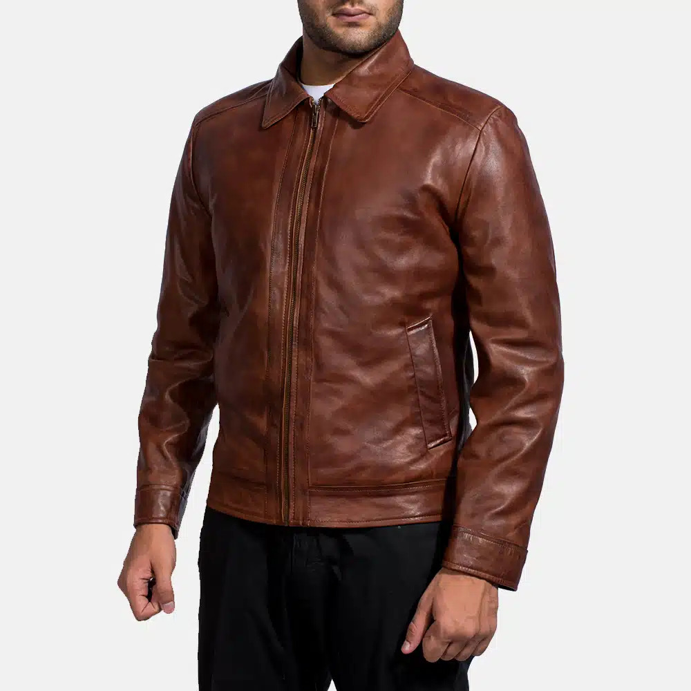 Men's Inferno Brown Leather Jacket 0007