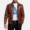 Men's Inferno Brown Leather Jacket 0007