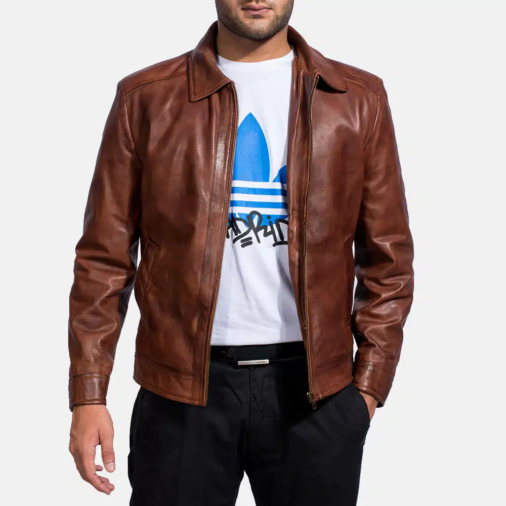 Men's Inferno Brown Leather Jacket 0007