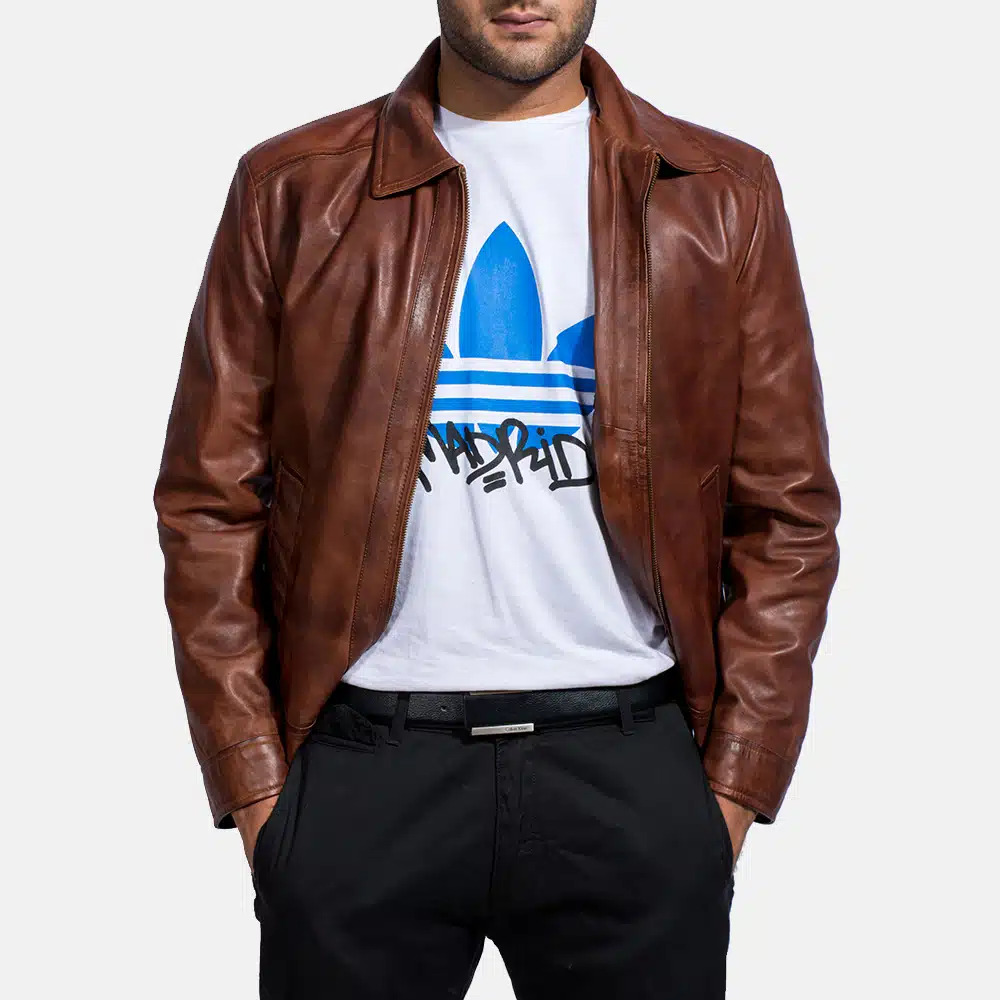 Men's Inferno Brown Leather Jacket 0007