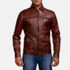 Men's Abstract Maroon Leather Jacket