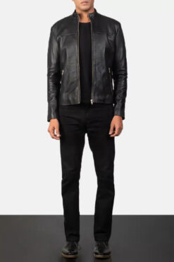 Men's Adornica Black Leather Biker Jacket