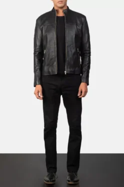 Men's Adornica Black Leather Biker Jacket