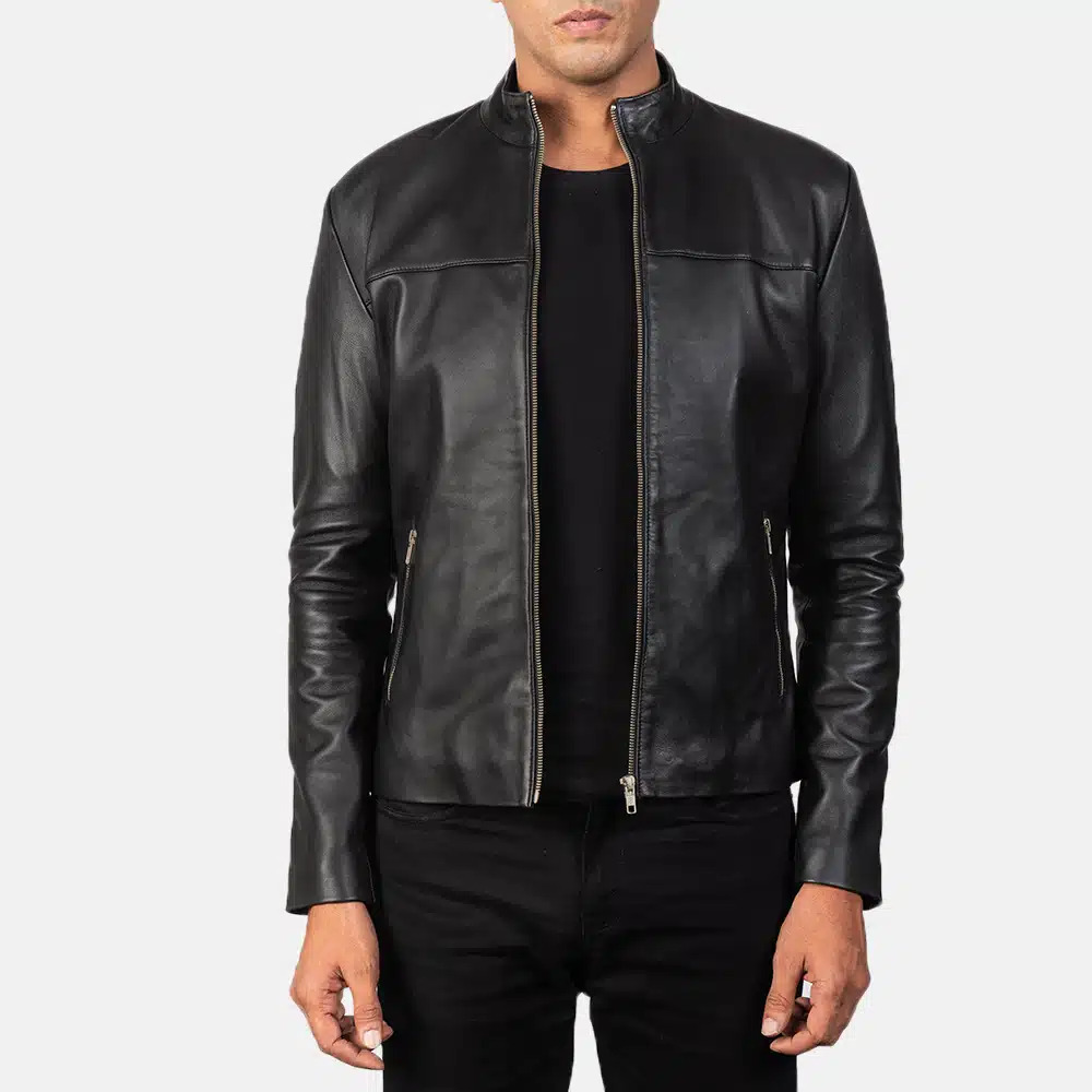 Men's Adornica Black Leather Biker Jacket