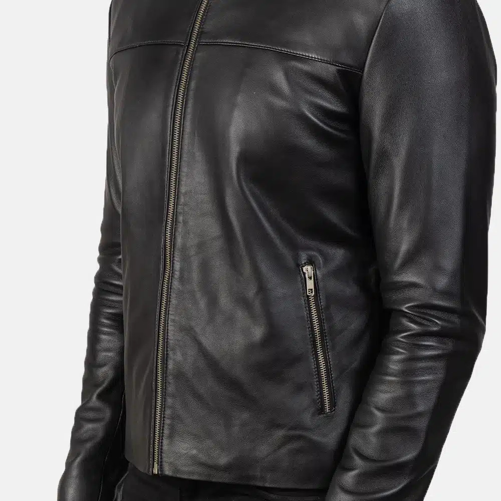 Men's Adornica Black Leather Biker Jacket