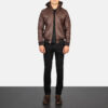Men's Bouncer Biz Brown Leather Bomber Jacket