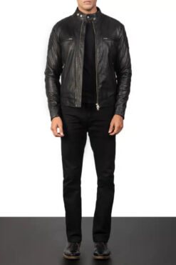 Men's Gatsby Black Leather Biker Jacket