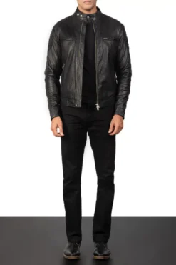 Men's Gatsby Black Leather Biker Jacket