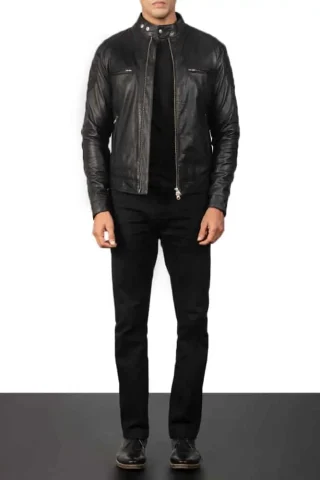 Men's Gatsby Black Leather Biker Jacket