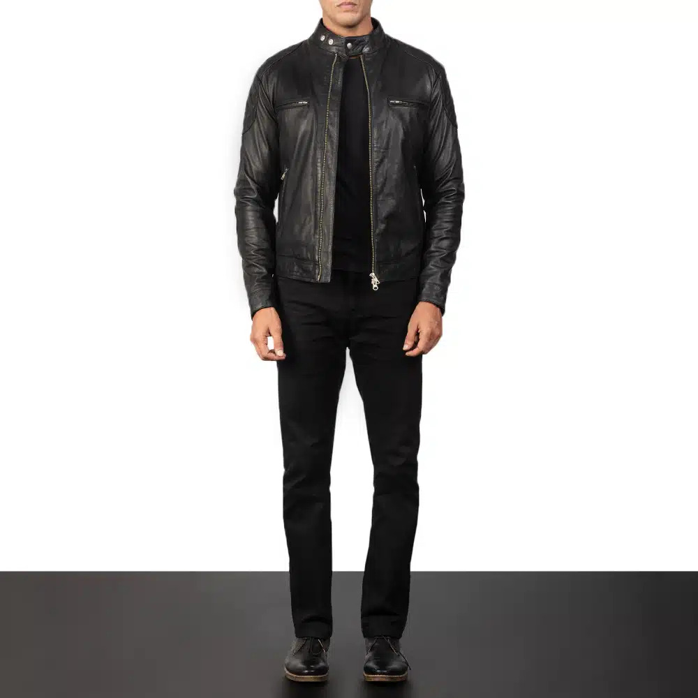 Men's Gatsby Black Leather Biker Jacket