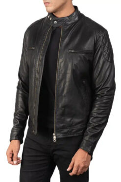 Men's Gatsby Black Leather Biker Jacket