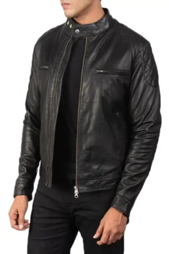 Men's Gatsby Black Leather Biker Jacket