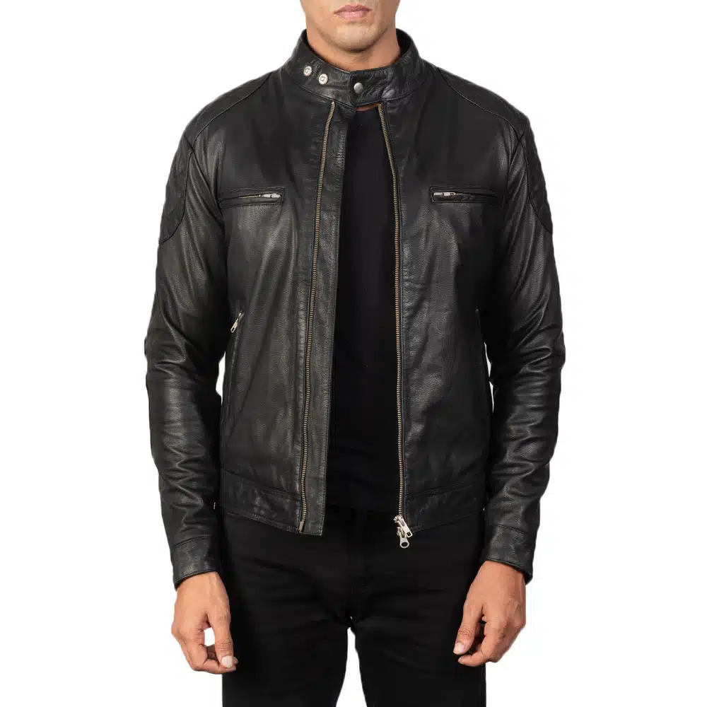Men's Gatsby Black Leather Biker Jacket