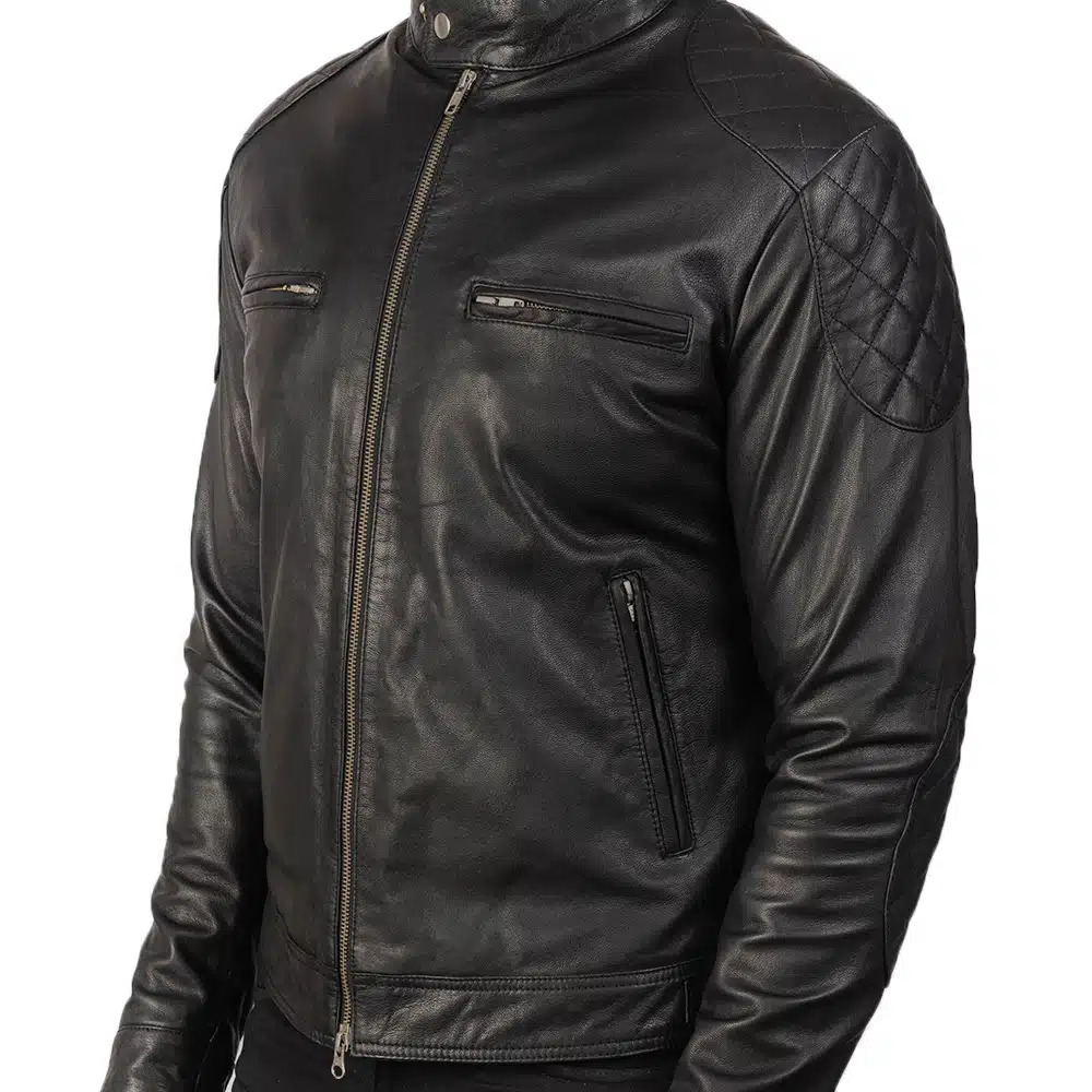 Men's Gatsby Black Leather Biker Jacket