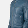 Men's Gatsby Blue Leather Biker Jacket 0022