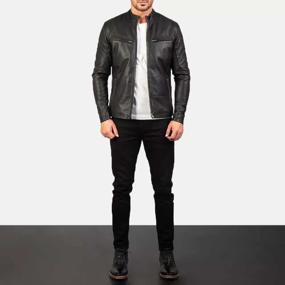 Men's Ionic Black Leather Jacket