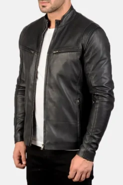 Men's Ionic Black Leather Jacket 0001