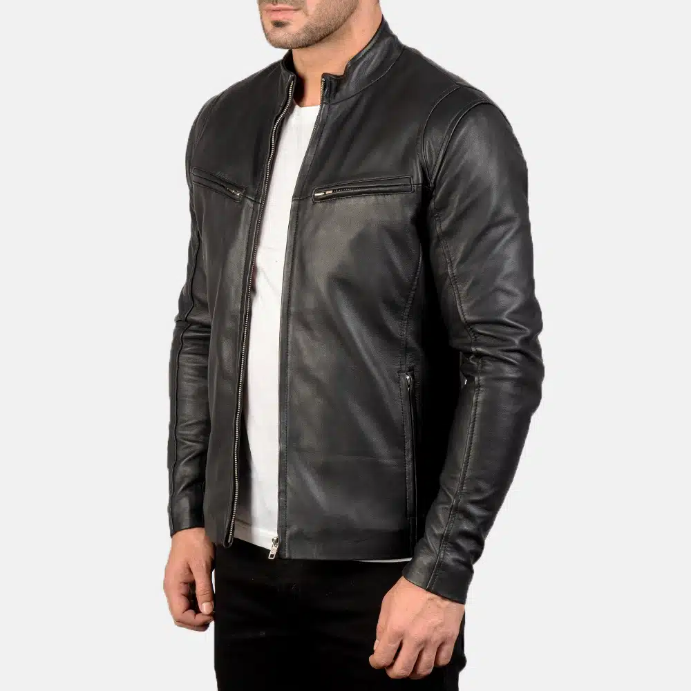 Men's Ionic Black Leather Jacket 0001