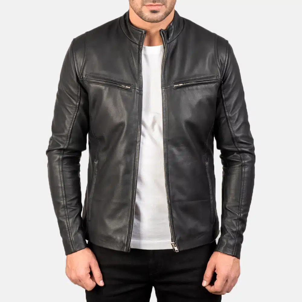 Men's Ionic Black Leather Jacket 0001