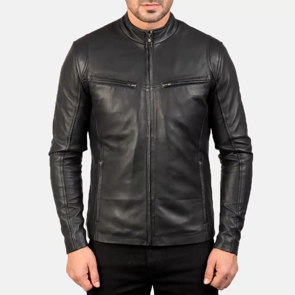 Men's Ionic Black Leather Jacket 0001