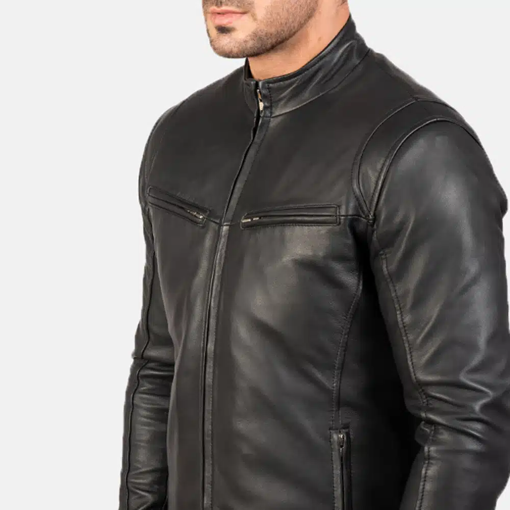 Men's Ionic Black Leather Jacket 0001